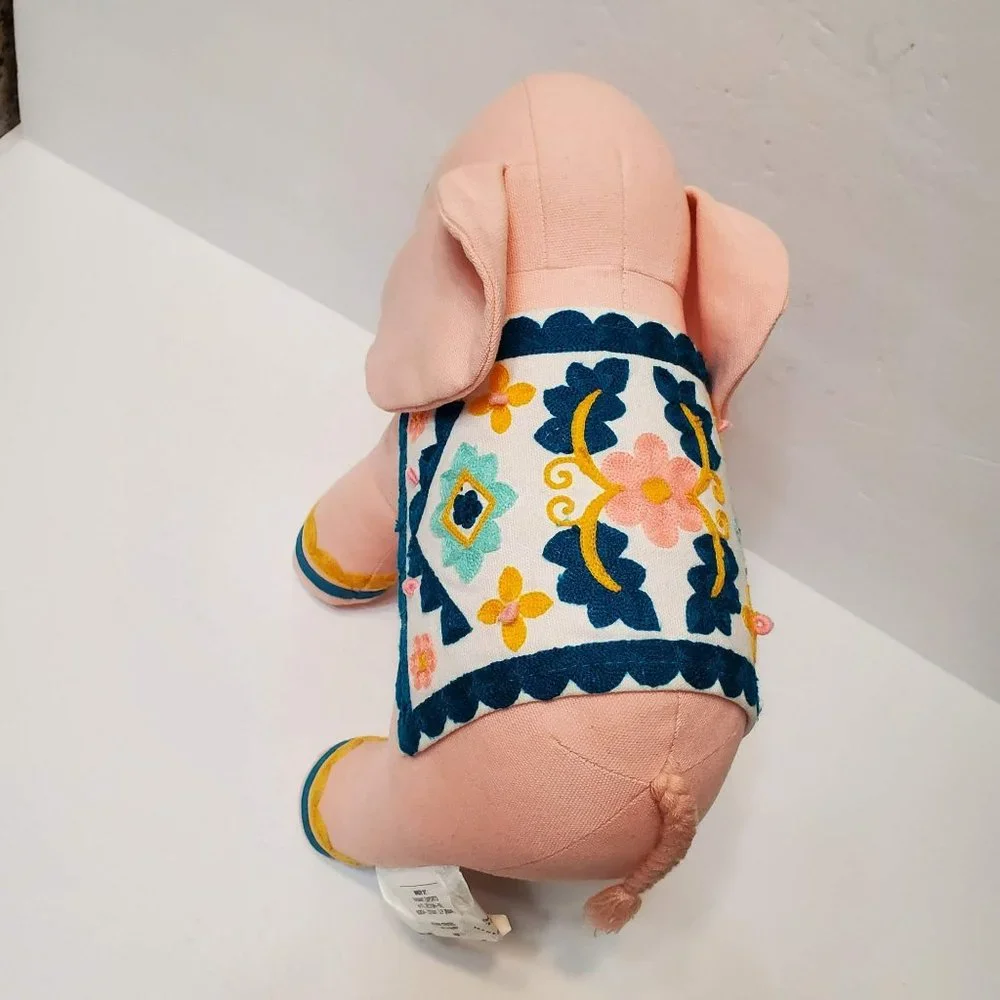 Pillowfort Pink Elephant Throw Pillow, Embroidered Plush Animal, Gently Used